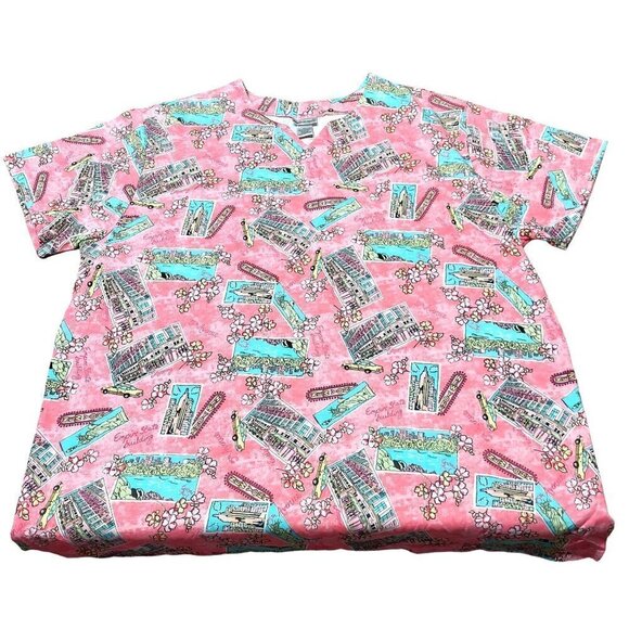 Fashion Bug Women's Plus Size Pink New York Vacation Top - Picture 4 of 8